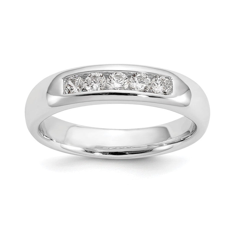 14K Weißgold Fünf-Stein Ehering mit natürlichen Diamanten in Kanalfassung