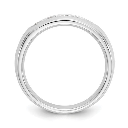 14K Weißgold Ehering mit 5 Diamanten in Kanalfassung (natürliche Diamanten)
