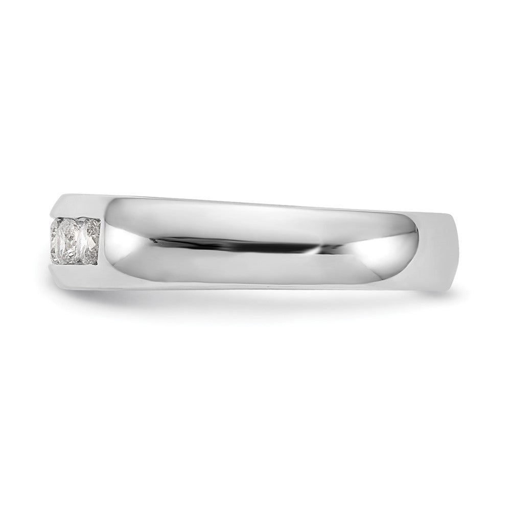 14K Weißgold Ehering mit 5 Diamanten in Kanalfassung (natürliche Diamanten)