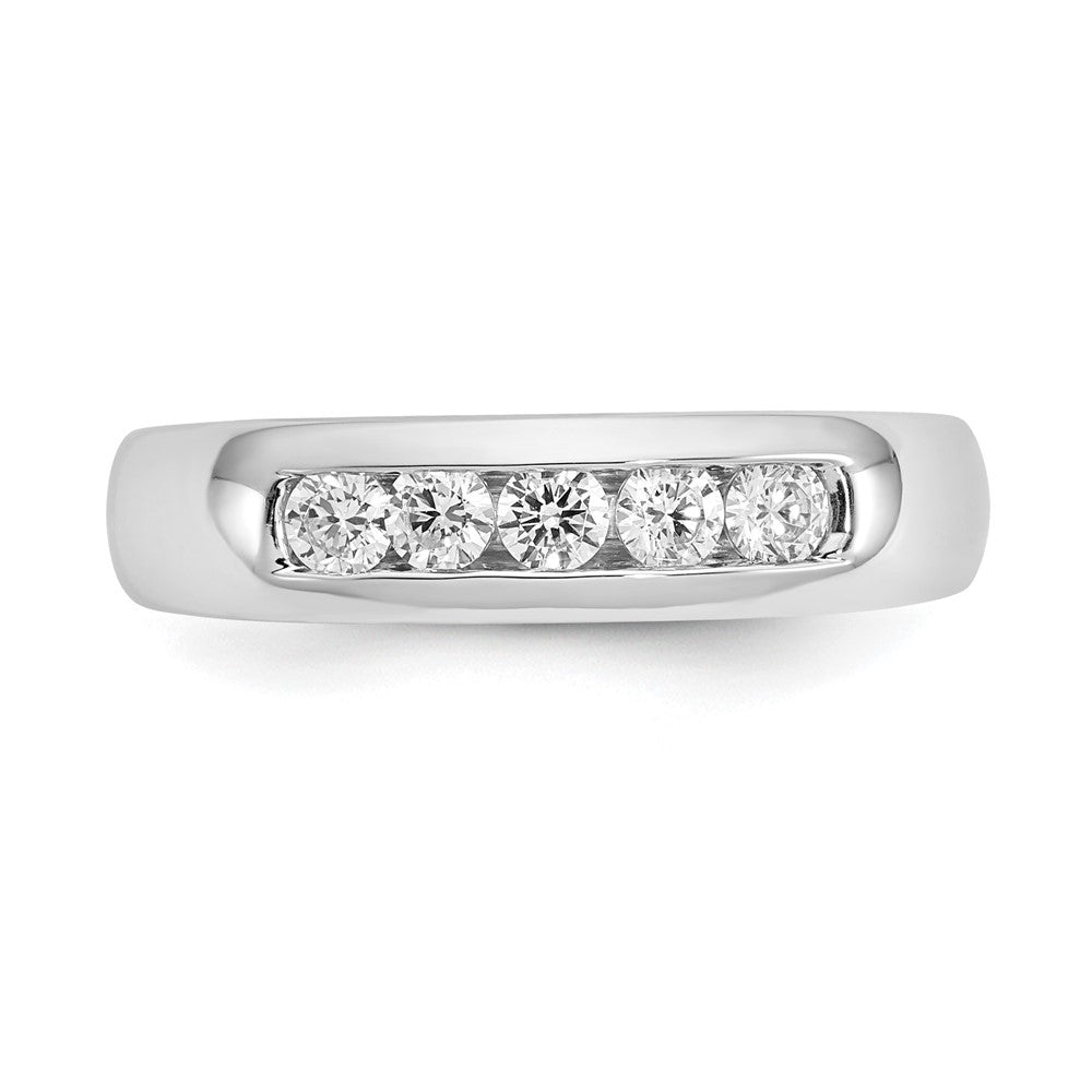 14K Weißgold Ehering mit 5 Diamanten in Kanalfassung (natürliche Diamanten)