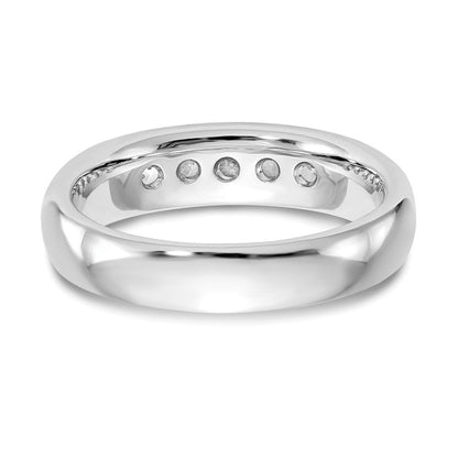 14K Weißgold Ehering mit 5 Diamanten in Kanalfassung (natürliche Diamanten)
