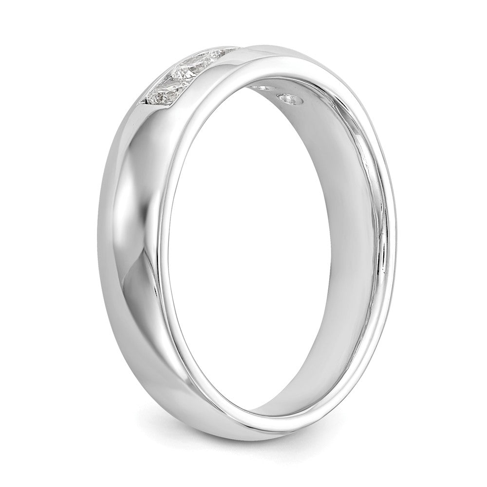 14K Weißgold Ehering mit 5 Diamanten in Kanalfassung (natürliche Diamanten)