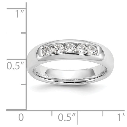 14K Weißgold Ehering mit 5 Diamanten in Kanalfassung (natürliche Diamanten)