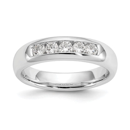 14K Weißgold Ehering mit 5 Diamanten in Kanalfassung (natürliche Diamanten)