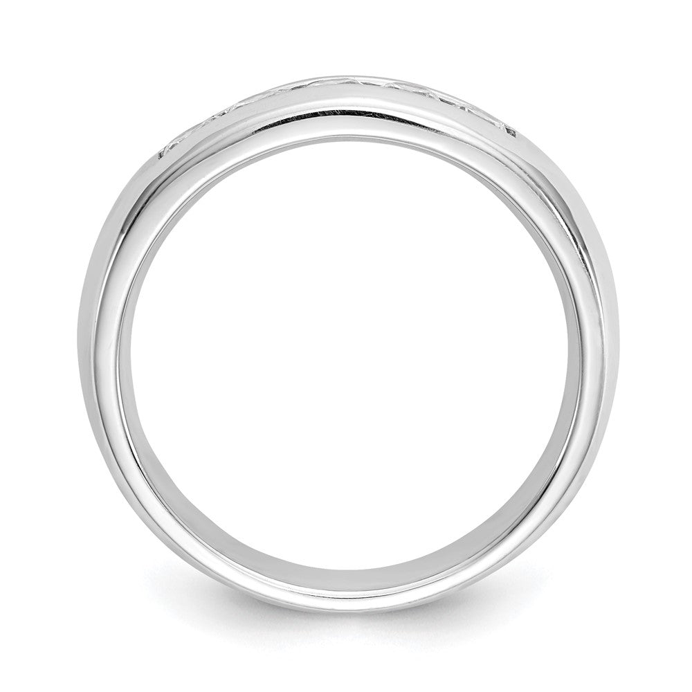 14K Weißgold Ehering mit 5 kanalgefassten Diamanten