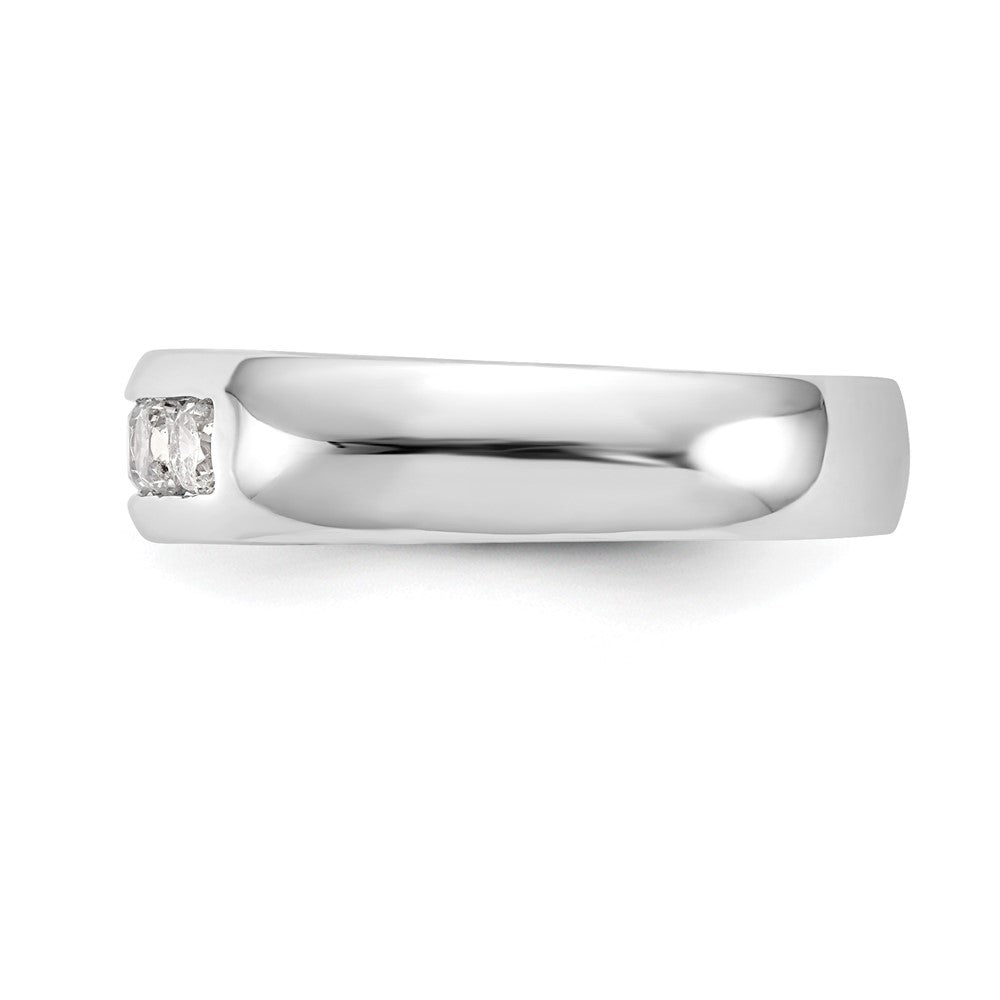 14K Weißgold Ehering mit 5 kanalgefassten Diamanten