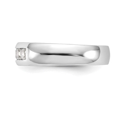 14K Weißgold Ehering mit 5 kanalgefassten Diamanten
