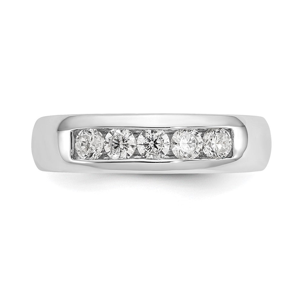 14K Weißgold Ehering mit 5 kanalgefassten Diamanten