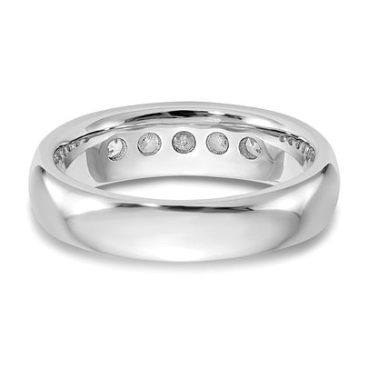 14K Weißgold Ehering mit 5 kanalgefassten Diamanten