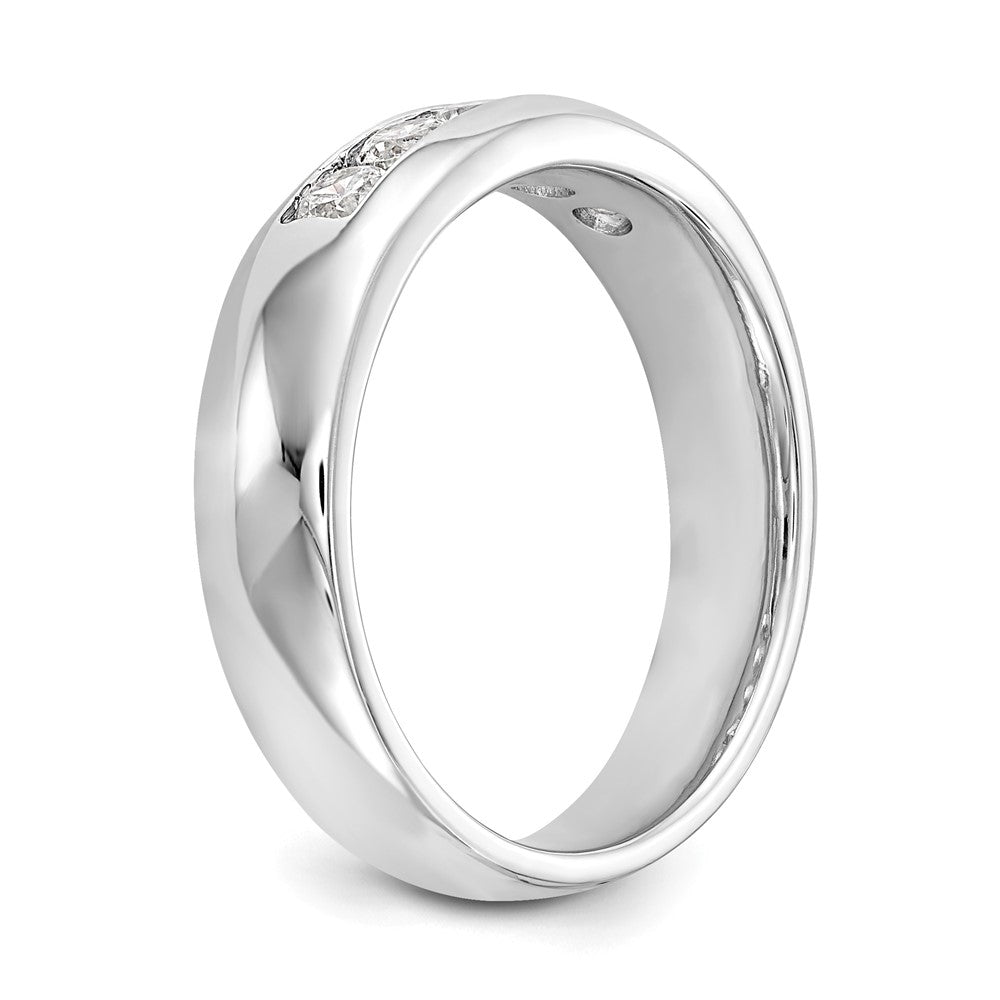 14K Weißgold Ehering mit 5 kanalgefassten Diamanten