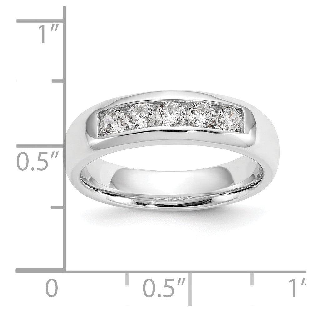 14K Weißgold Ehering mit 5 kanalgefassten Diamanten