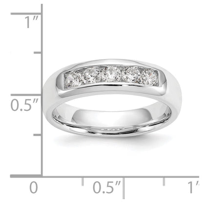 14K Weißgold Ehering mit 5 kanalgefassten Diamanten