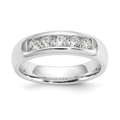 14K Weißgold Ehering mit 5 kanalgefassten Diamanten