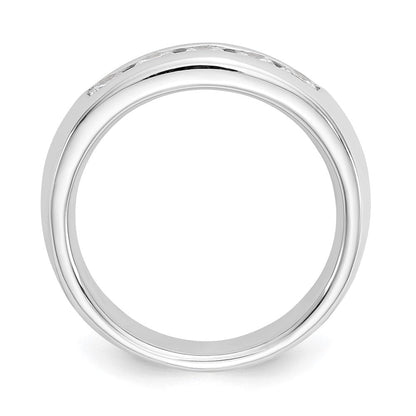 14K Weißgold Ehering mit 5 natürlichen Diamanten in Kanalfassung