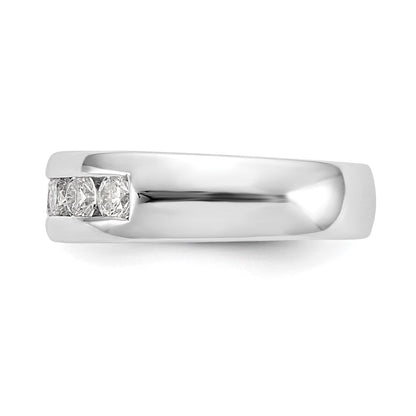 14K Weißgold Ehering mit 5 natürlichen Diamanten in Kanalfassung