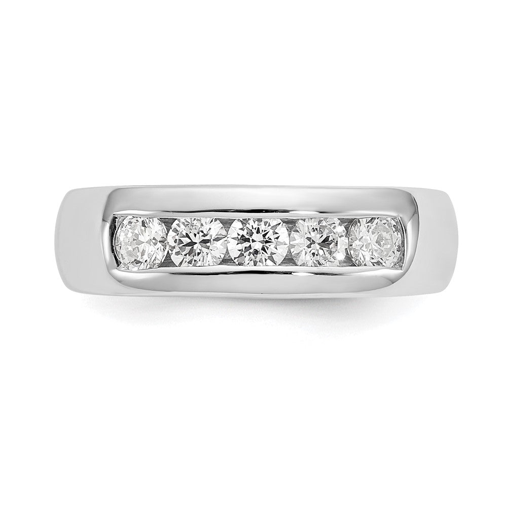 14K Weißgold Ehering mit 5 natürlichen Diamanten in Kanalfassung