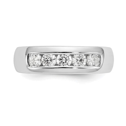 14K Weißgold Ehering mit 5 natürlichen Diamanten in Kanalfassung