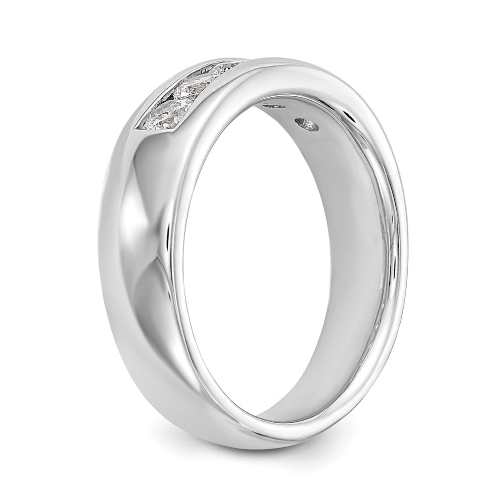 14K Weißgold Ehering mit 5 natürlichen Diamanten in Kanalfassung