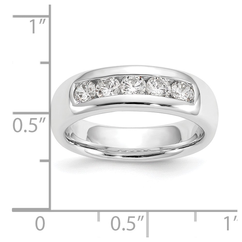 14K Weißgold Ehering mit 5 natürlichen Diamanten in Kanalfassung