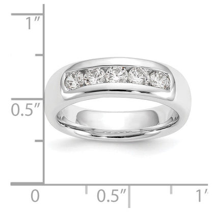 14K Weißgold Ehering mit 5 natürlichen Diamanten in Kanalfassung