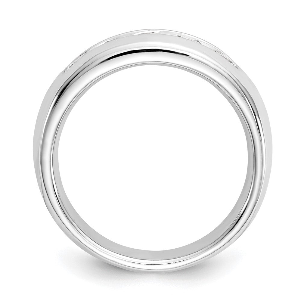14K Weißgold Ehering mit 5 Diamanten in Kanalfassung