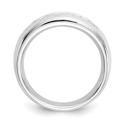 14K Weißgold Ehering mit 5 Diamanten in Kanalfassung