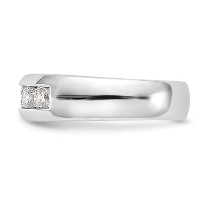 14K Weißgold Ehering mit 5 Diamanten in Kanalfassung