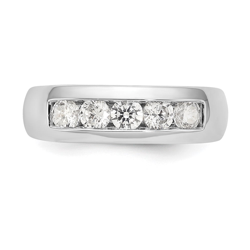 14K Weißgold Ehering mit 5 Diamanten in Kanalfassung