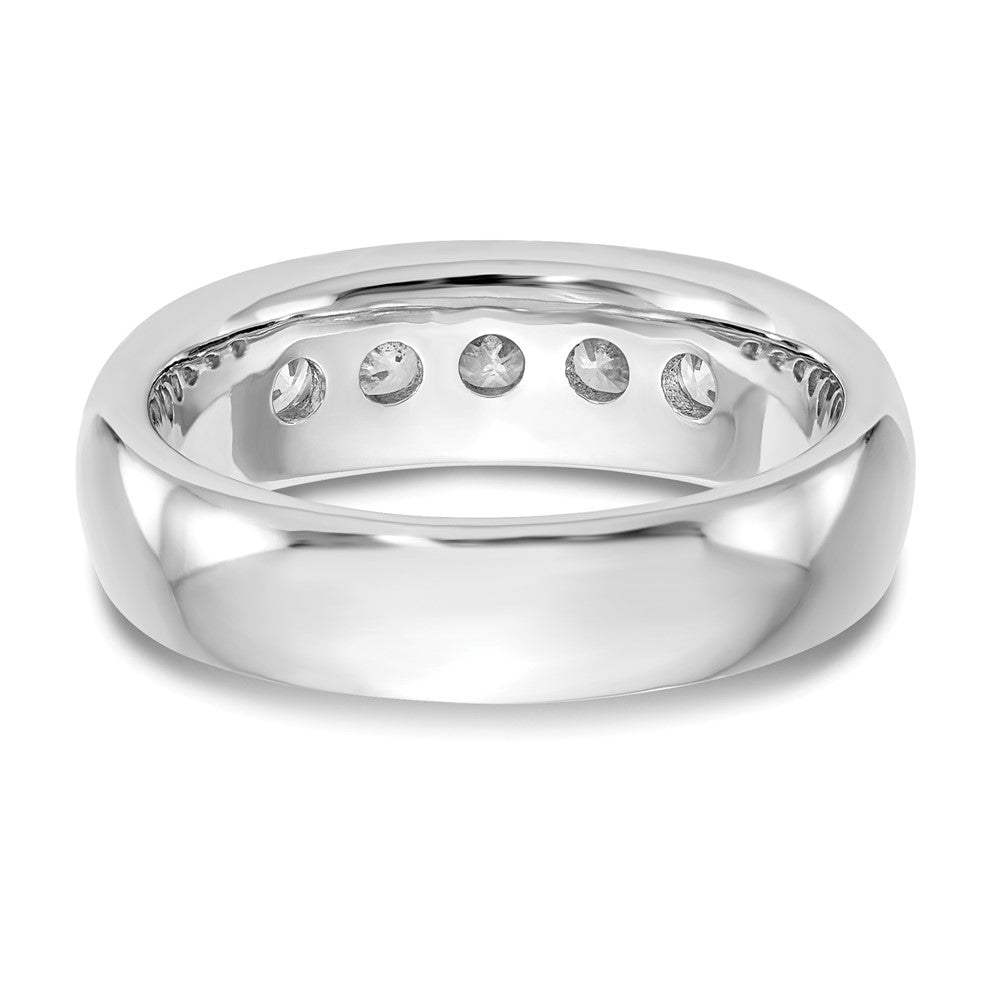 14K Weißgold Ehering mit 5 Diamanten in Kanalfassung