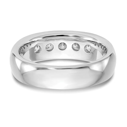 14K Weißgold Ehering mit 5 Diamanten in Kanalfassung