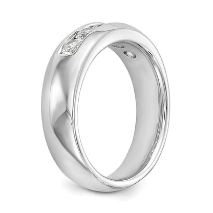 14K Weißgold Ehering mit 5 Diamanten in Kanalfassung