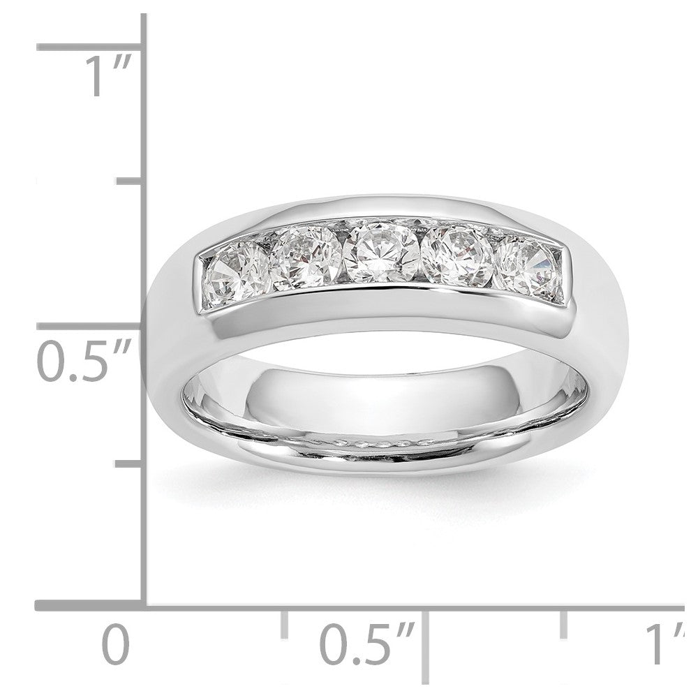 14K Weißgold Ehering mit 5 Diamanten in Kanalfassung