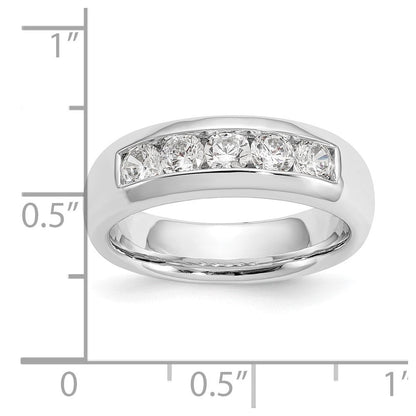 14K Weißgold Ehering mit 5 Diamanten in Kanalfassung