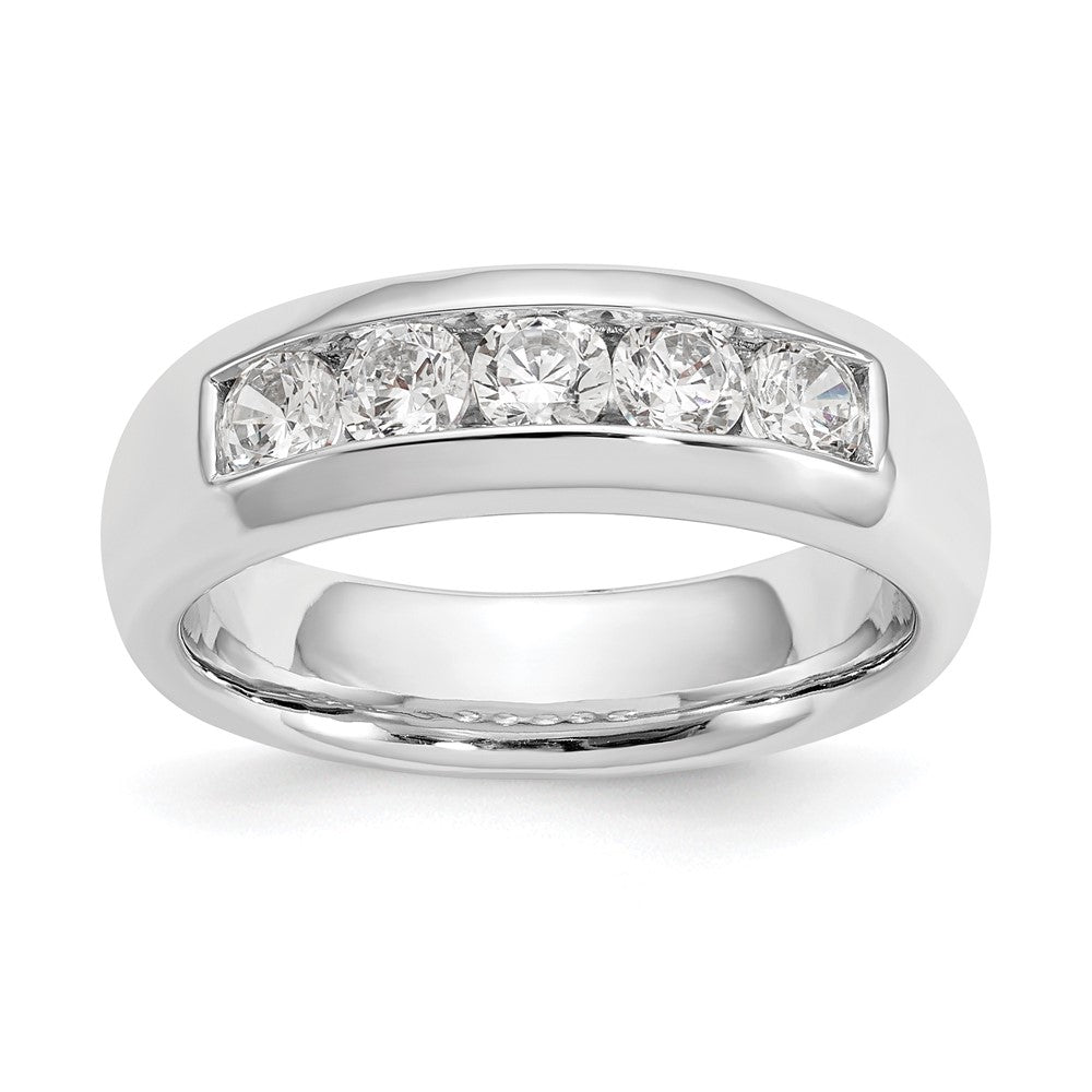 14K Weißgold Ehering mit 5 Diamanten in Kanalfassung