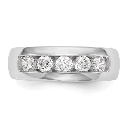14K Weißgold 5 Stein 1 Karat Rund Diamant Komplett Kanalfassung Ring
