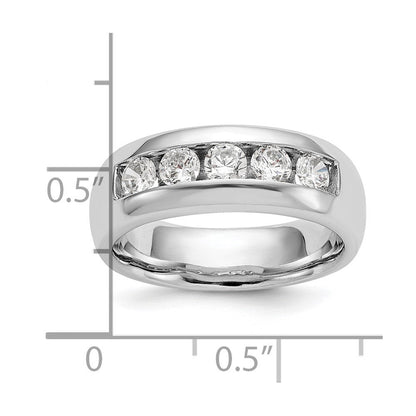 14K Weißgold 5 Stein 1 Karat Rund Diamant Komplett Kanalfassung Ring