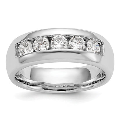 14K Weißgold 5 Stein 1 Karat Rund Diamant Komplett Kanalfassung Ring