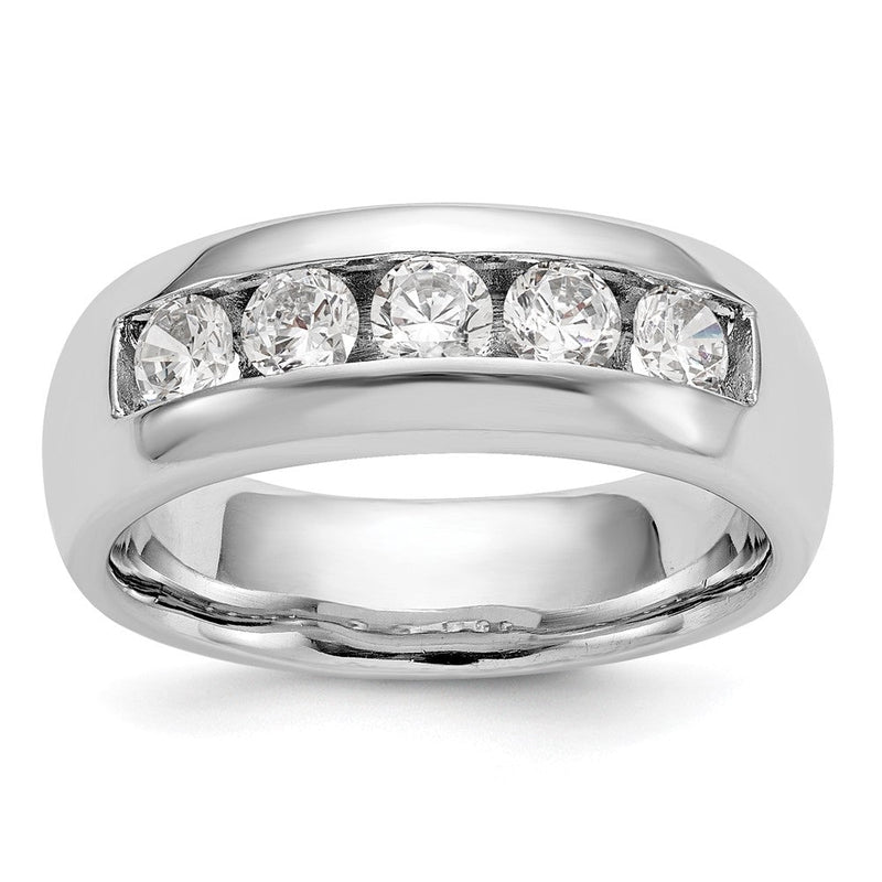 14K Weißgold Diamant-Ring mit 5 Steinen in Kanalfassung (natürliche Diamanten)