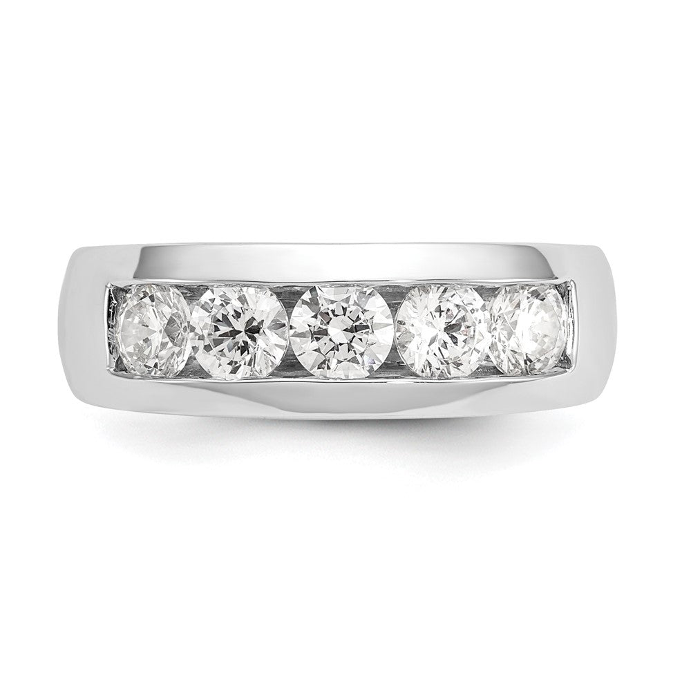 14K Weißgold Ehering mit 5 natürlichen Diamanten in Kanalfassung (1,2 ct. Gesamtgewicht)