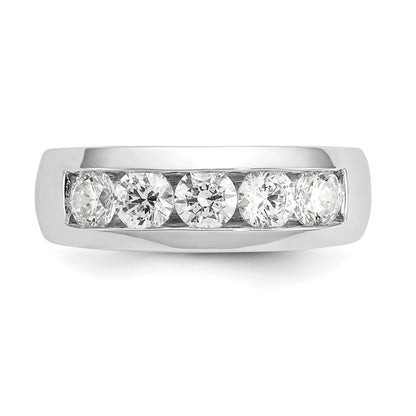 14K Weißgold Ehering mit 5 natürlichen Diamanten in Kanalfassung (1,2 ct. Gesamtgewicht)