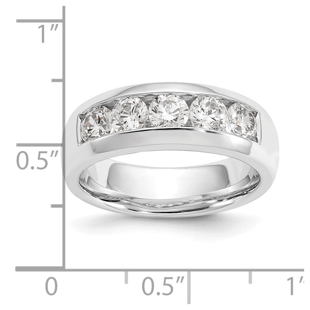 14K Weißgold Ehering mit 5 natürlichen Diamanten in Kanalfassung (1,2 ct. Gesamtgewicht)