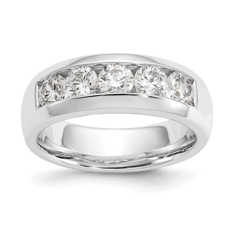 14K Weißgold Ehering mit 5 natürlichen Diamanten in Kanalfassung (1,2 ct. Gesamtgewicht)