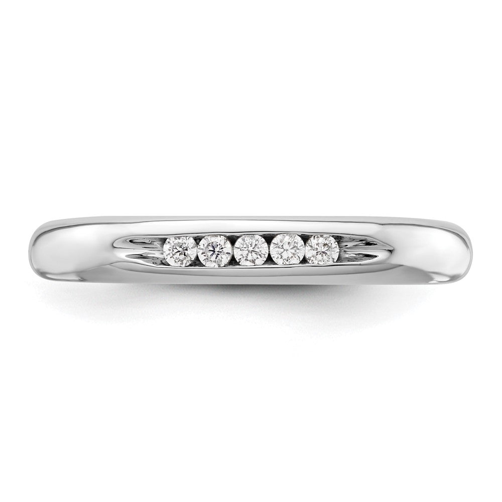 14K Weißgold Ehering mit 5 natürlichen Diamanten, kanalgefasst