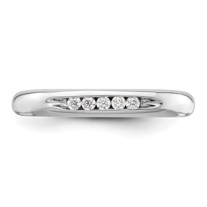 14K Weißgold Ehering mit 5 natürlichen Diamanten, kanalgefasst