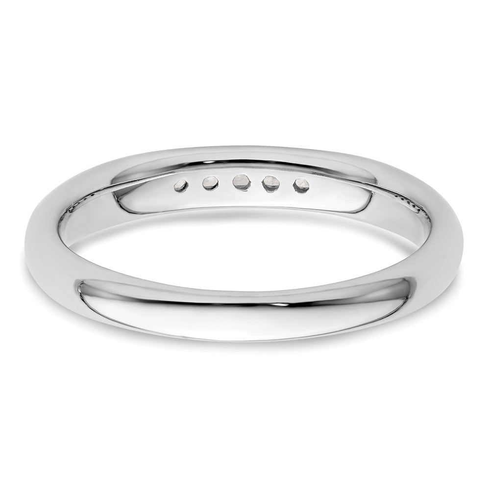 14K Weißgold Ehering mit 5 natürlichen Diamanten, kanalgefasst