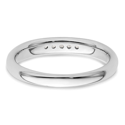 14K Weißgold Ehering mit 5 natürlichen Diamanten, kanalgefasst