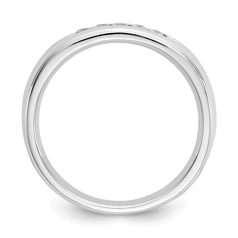 14K Weißgold Ehering mit 5 Diamanten in Kanalfassung