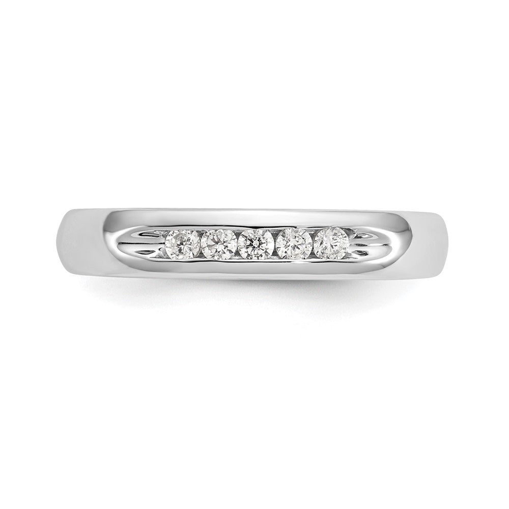 14K Weißgold Ehering mit 5 Diamanten in Kanalfassung