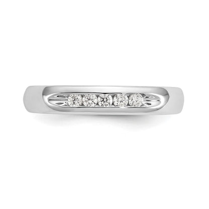 14K Weißgold Ehering mit 5 Diamanten in Kanalfassung