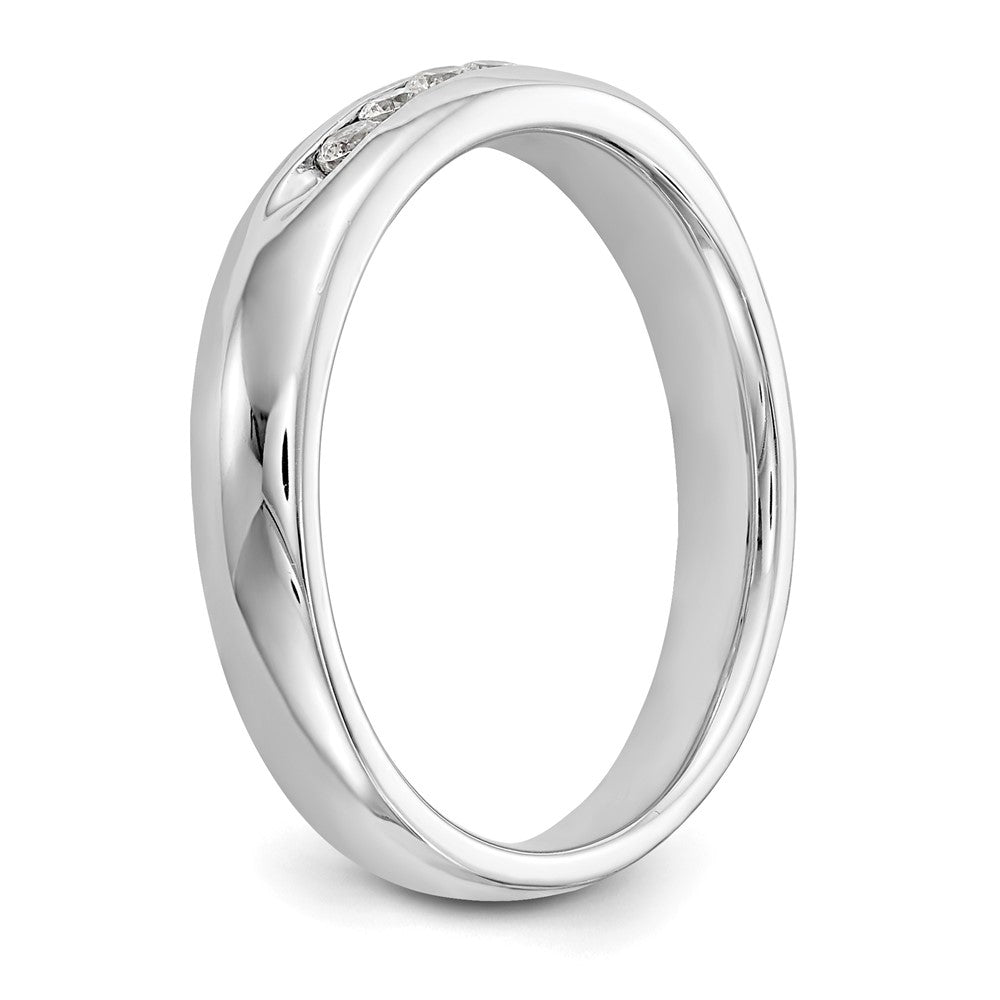 14K Weißgold Ehering mit 5 Diamanten in Kanalfassung